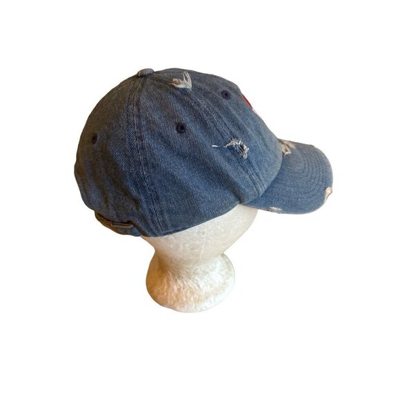 KBETHOS Distressed Denim Cap With Heart M N Embroidery Adjustable - Picture 3 of 6